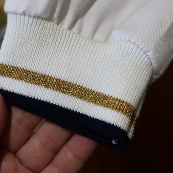 Vintage Natty Nautical Striped Metallic Gold Preppy Doleman Jacket USA LG - Picture 7 of 16